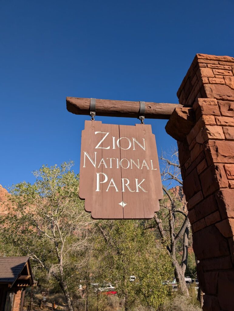Zion National Park entrance sign